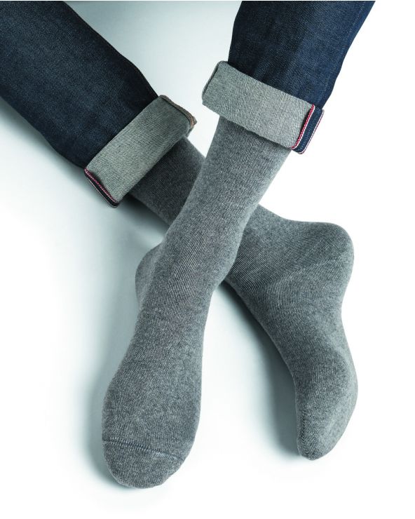 chaussettes cachemire laine grises